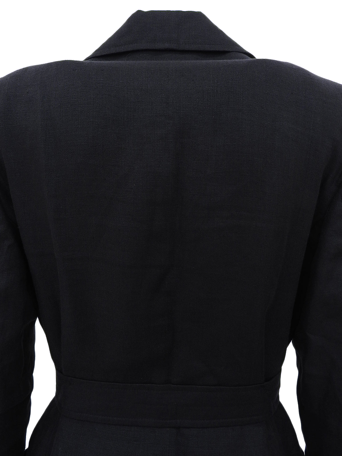 Linen logo button jacket in black