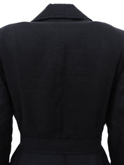 Linen logo button jacket in black