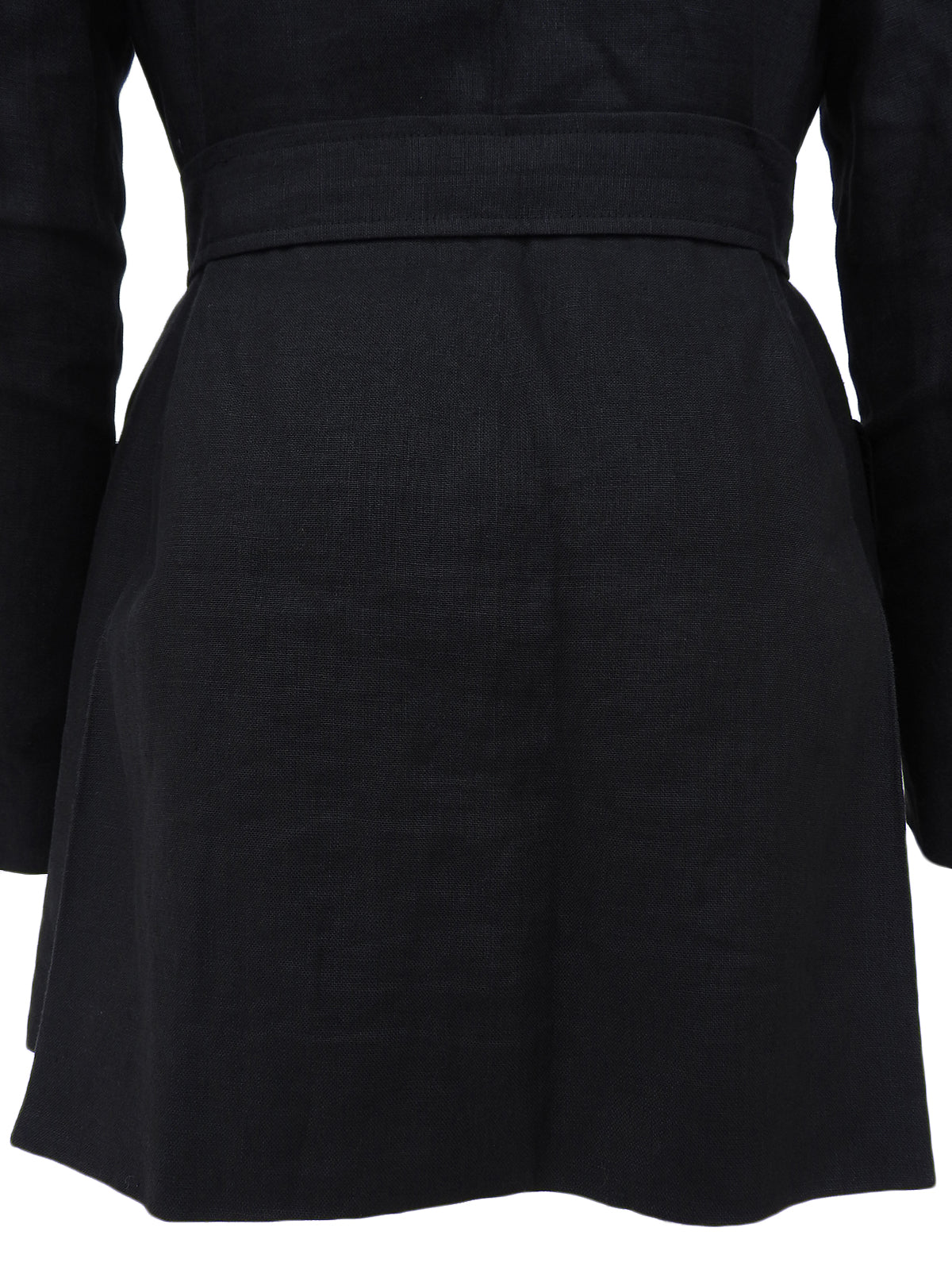 Linen logo button jacket in black