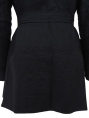 Linen logo button jacket in black