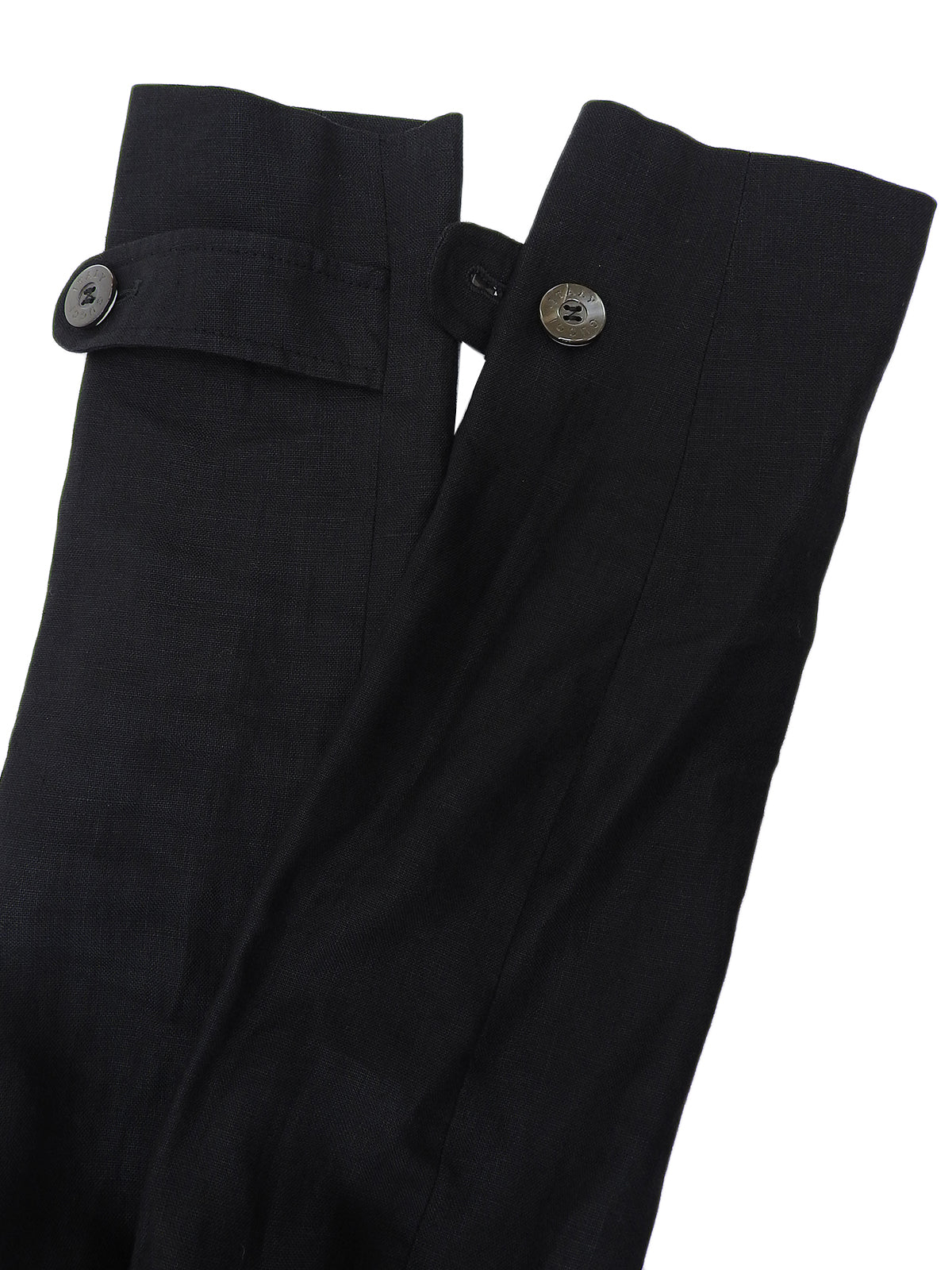Linen logo button jacket in black