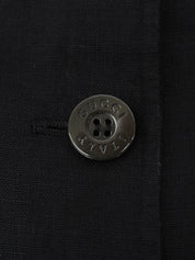 Linen logo button jacket in black