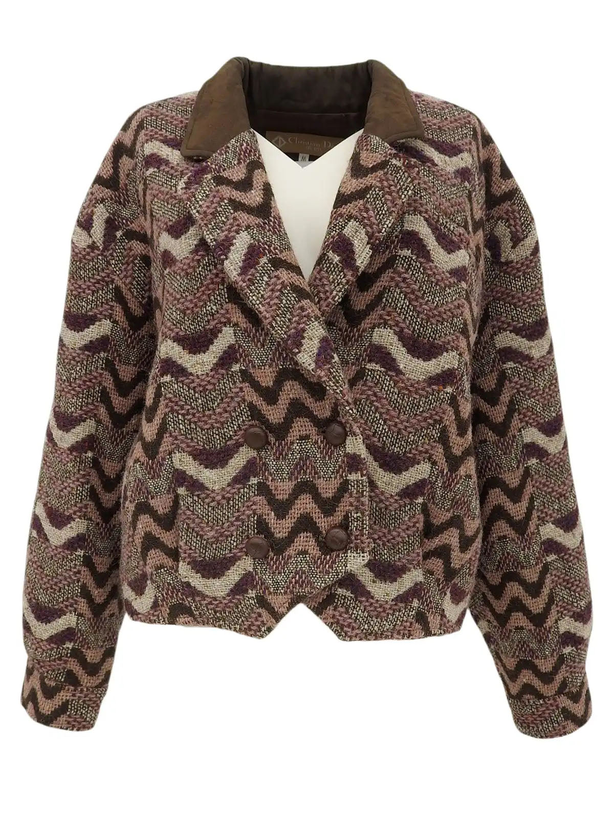 Design pattern jacket in pink/brown