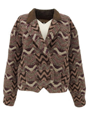 Design pattern jacket in pink/brown