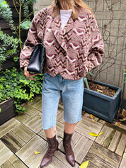 Design pattern jacket in pink/brown
