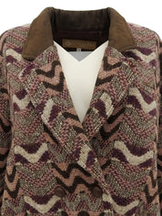 Design pattern jacket in pink/brown