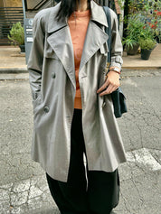 デザインボタンコート グレー