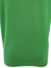 ロゴ刺繍ニット半袖トップス グリーン/ネイビー