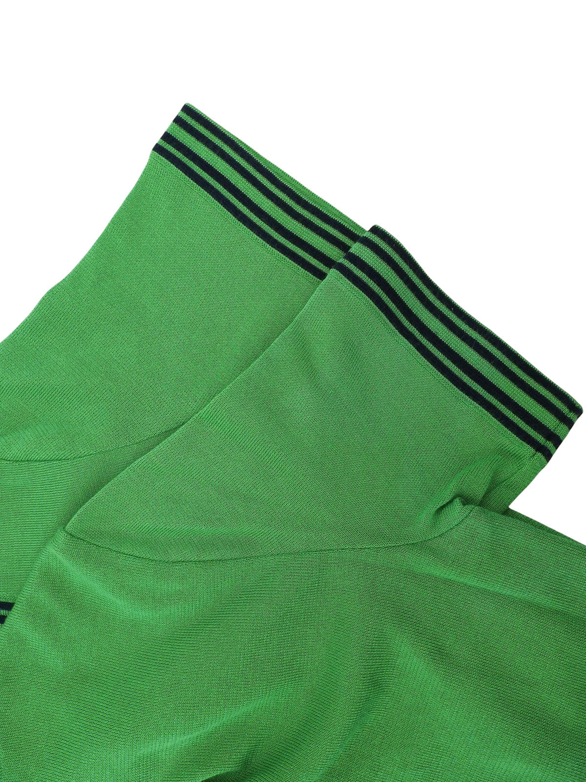 ロゴ刺繍ニットハーフスリーブトップス　グリーン/ネイビー