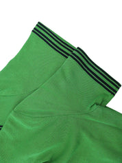 ロゴ刺繍ニットハーフスリーブトップス　グリーン/ネイビー