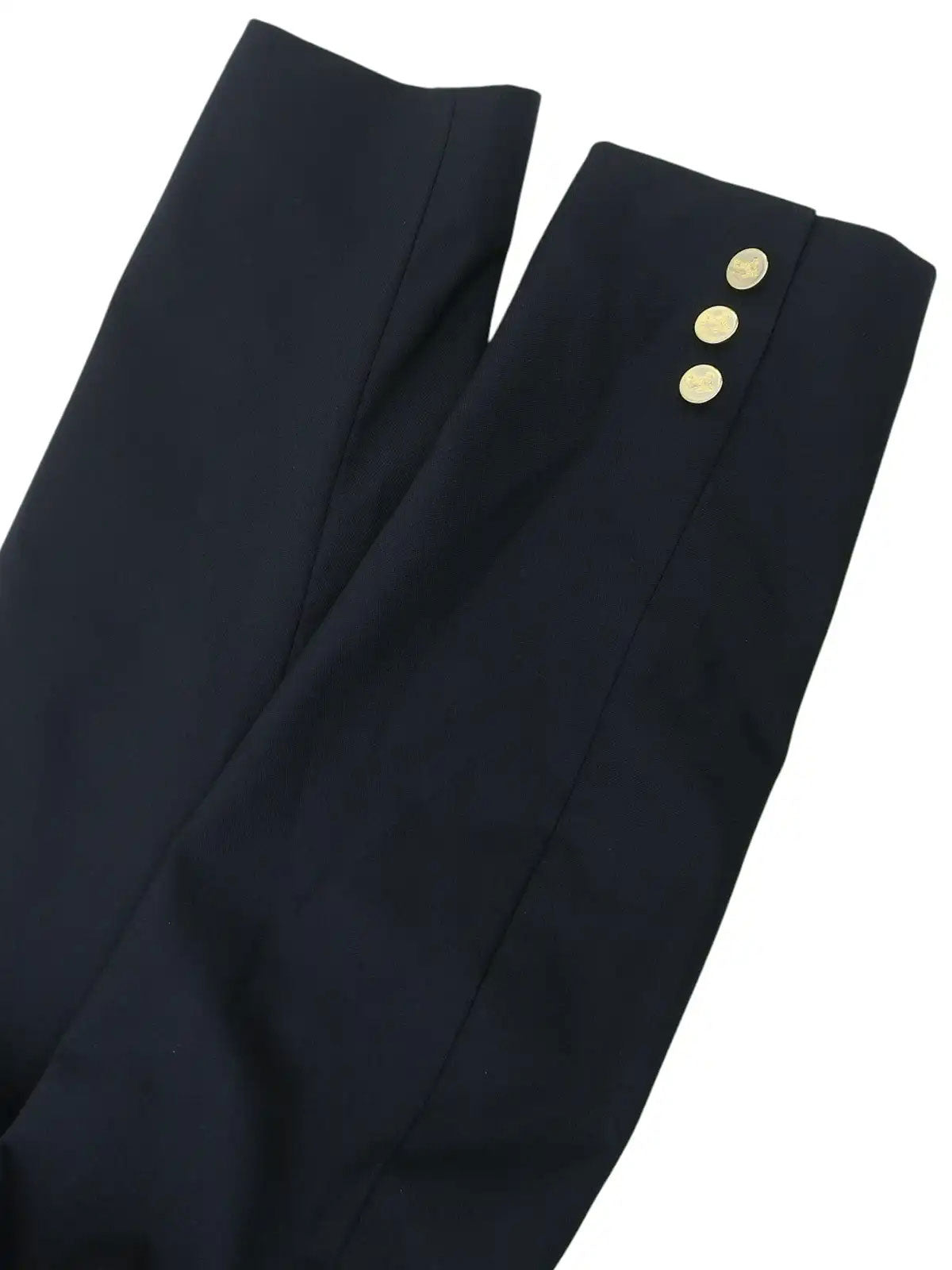 Navy wool logo button double-breasted jacket