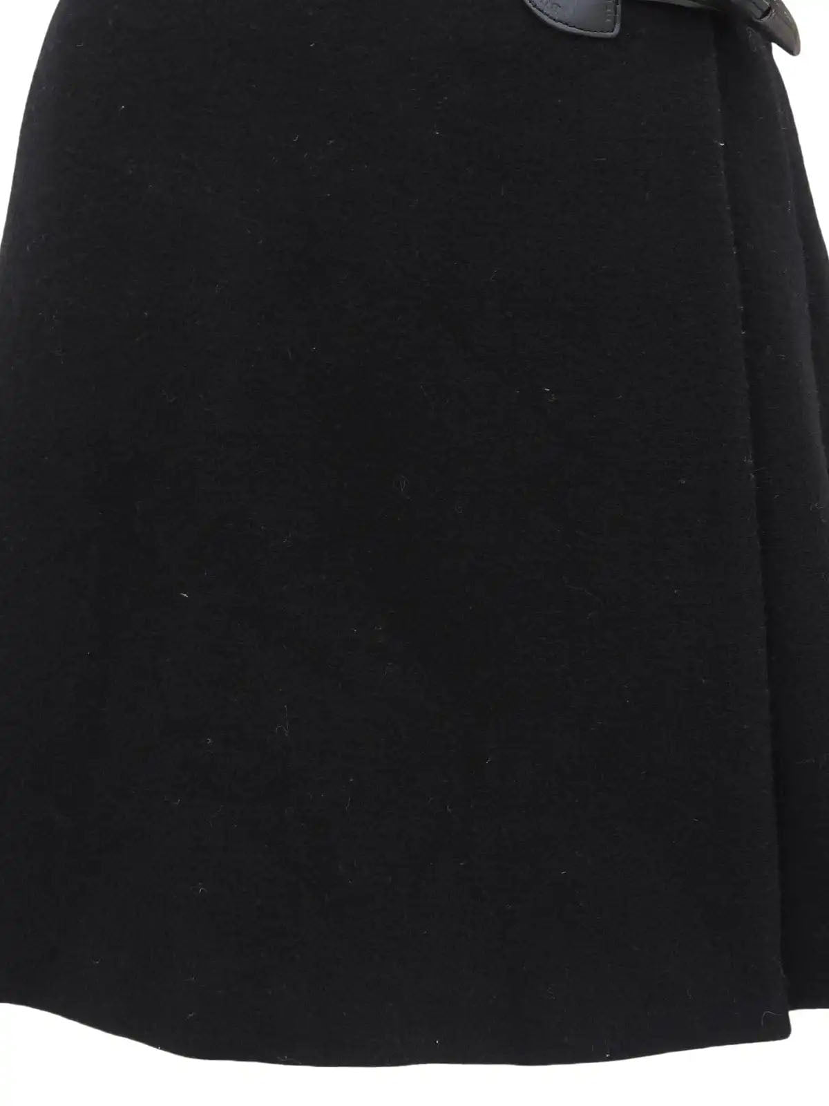 Wool Logo Embroidered Toggle Button Mini Skirt in Black