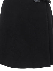 Wool Logo Embroidered Toggle Button Mini Skirt in Black