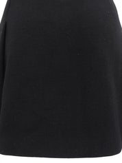 Wool Logo Embroidered Toggle Button Mini Skirt in Black