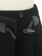 Wool Logo Embroidered Toggle Button Mini Skirt in Black