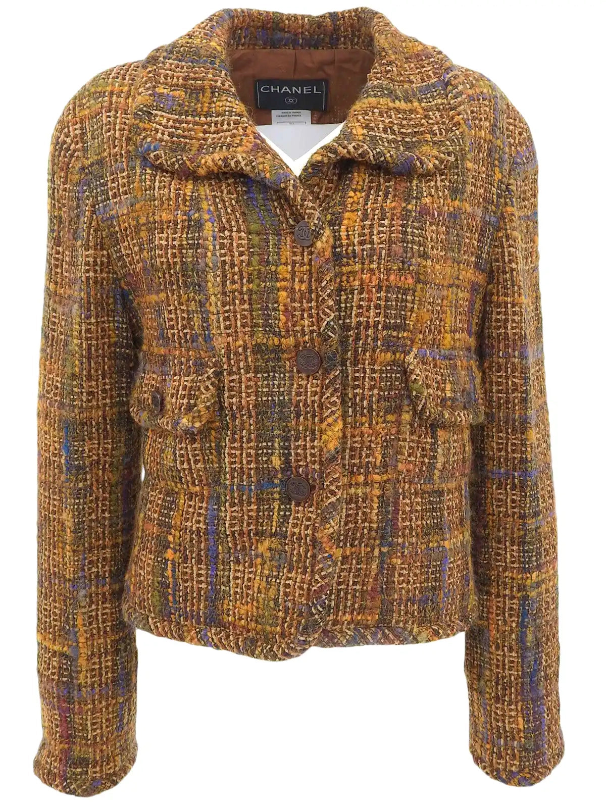 1998 Tweed CC Mark Button Jacket Brown/Multi