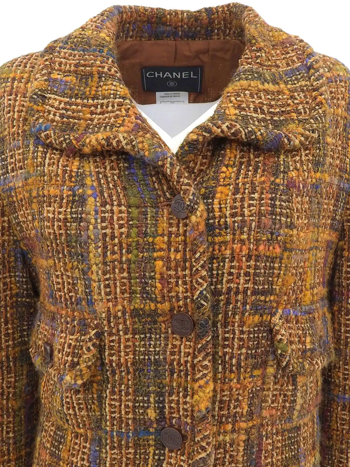 1998 Tweed CC Mark Button Jacket Brown/Multi