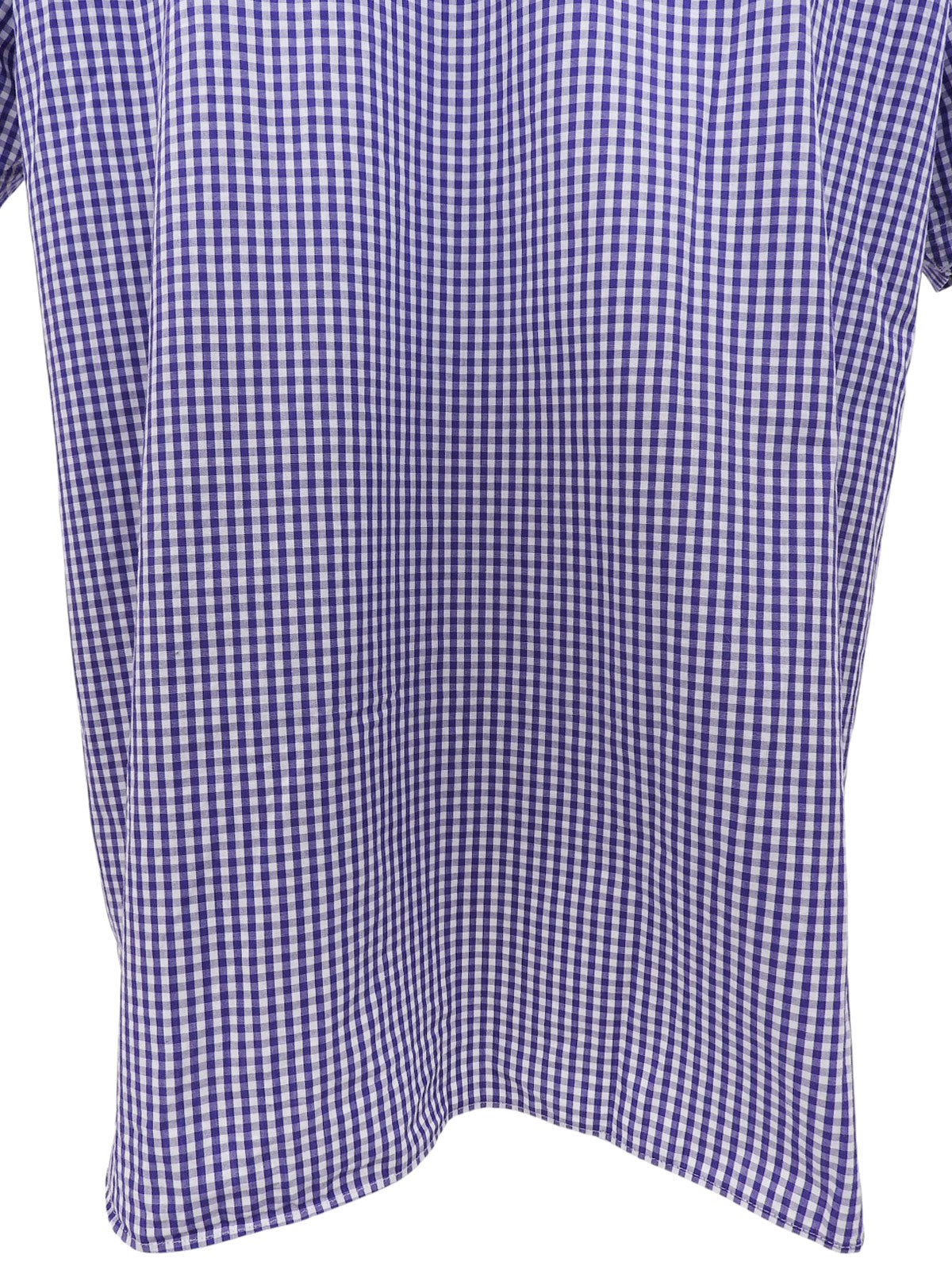 Purple check pattern logo embroidered half sleeve shirt