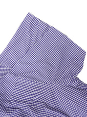 Purple check pattern logo embroidered half sleeve shirt