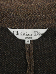 Wool logo button trim jacket in brown/multi