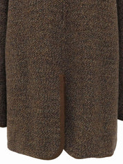 Wool logo button trim jacket in brown/multi