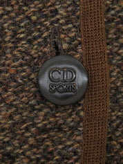 Wool logo button trim jacket in brown/multi