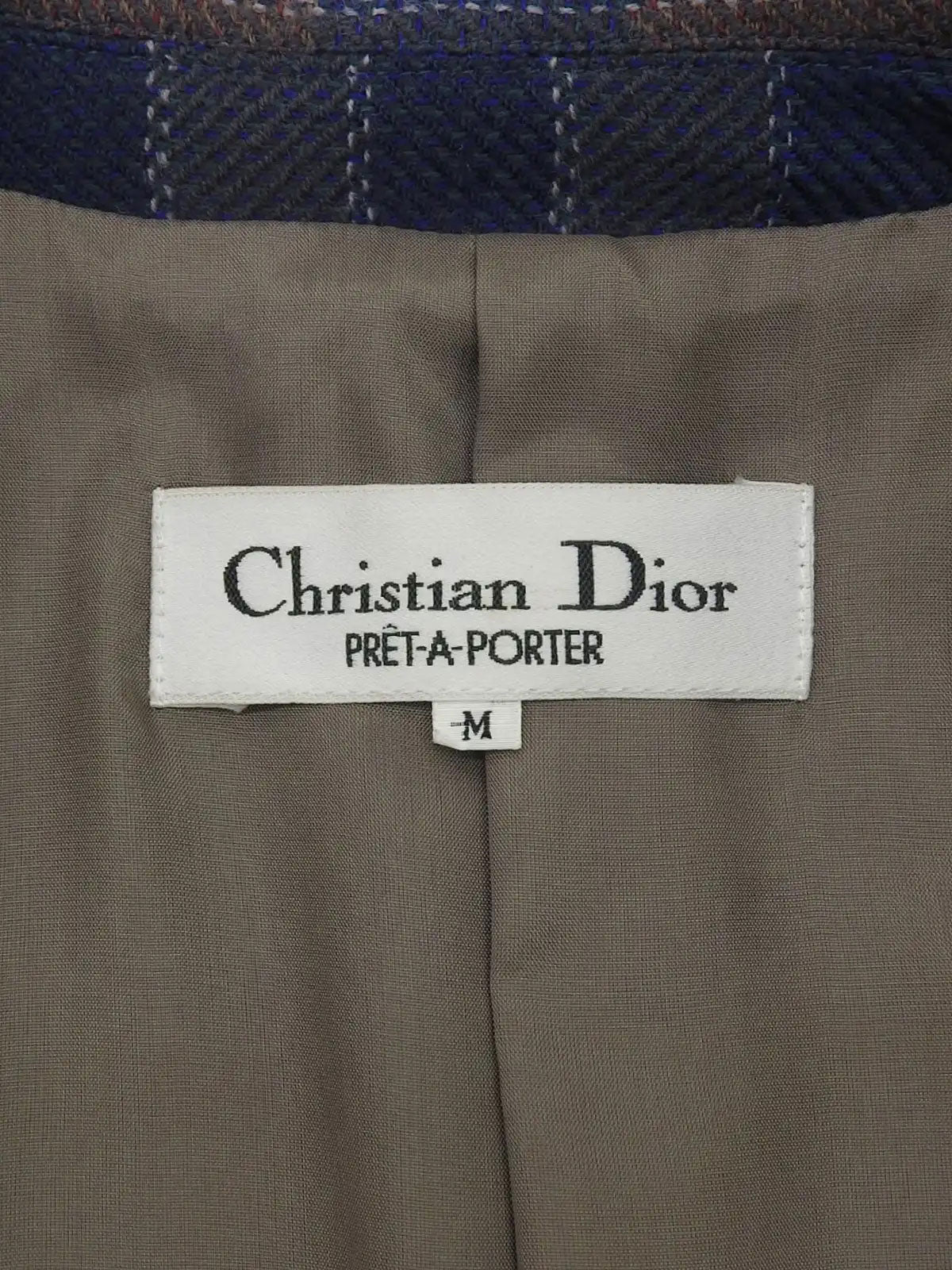 Wool Check Pattern Logo Button Jacket in Brown/Blue