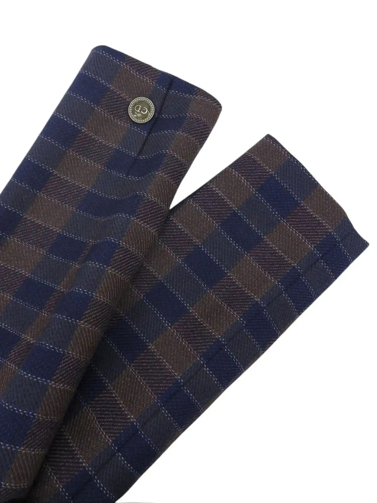 Wool Check Pattern Logo Button Jacket in Brown/Blue