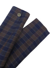 Wool Check Pattern Logo Button Jacket in Brown/Blue