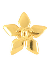 1995 Flower Motif CC Mark Brooch Gold