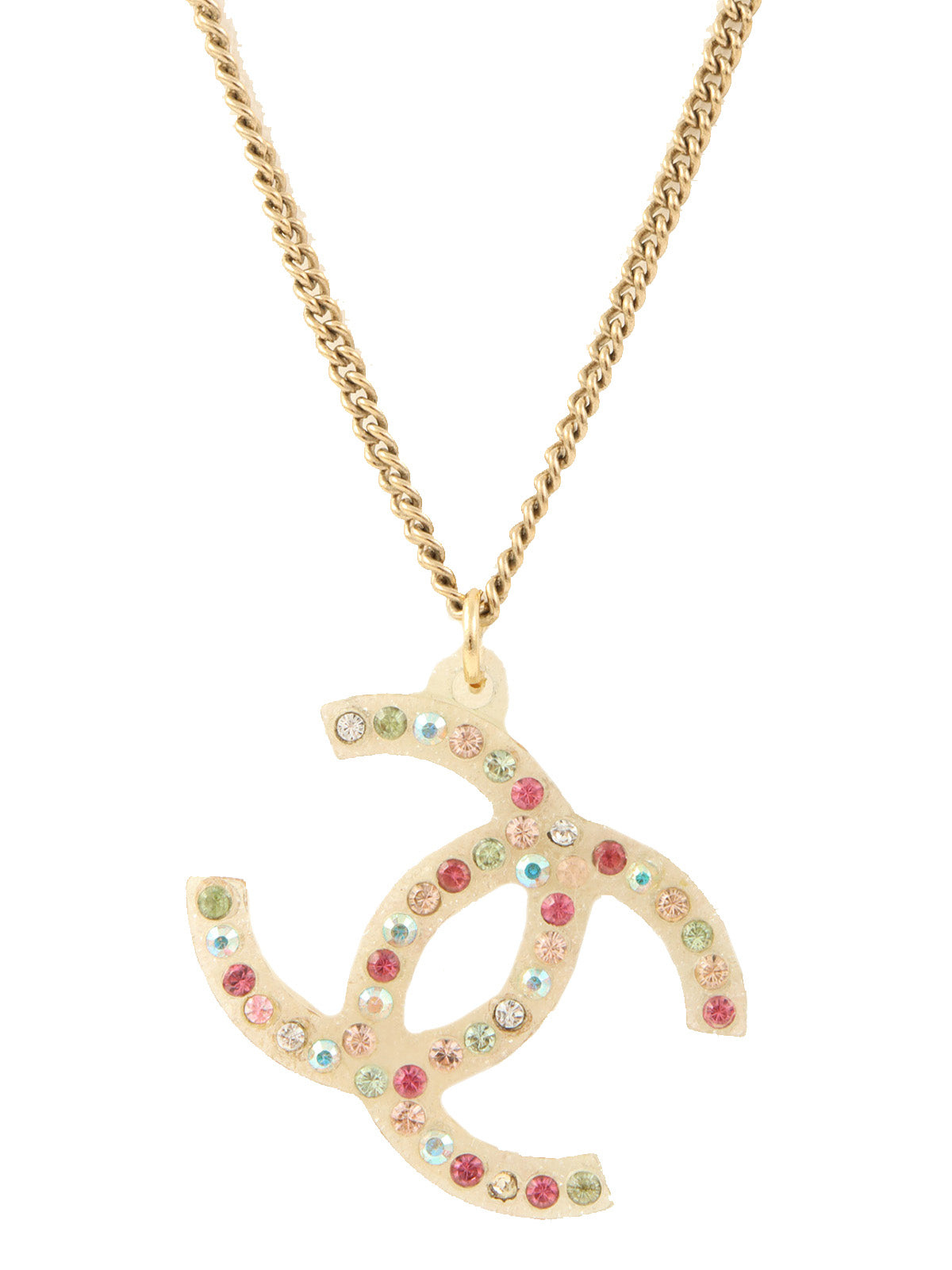 2004年製 ラインストーンCCマーククリアネックレス ゴールド/マルチ