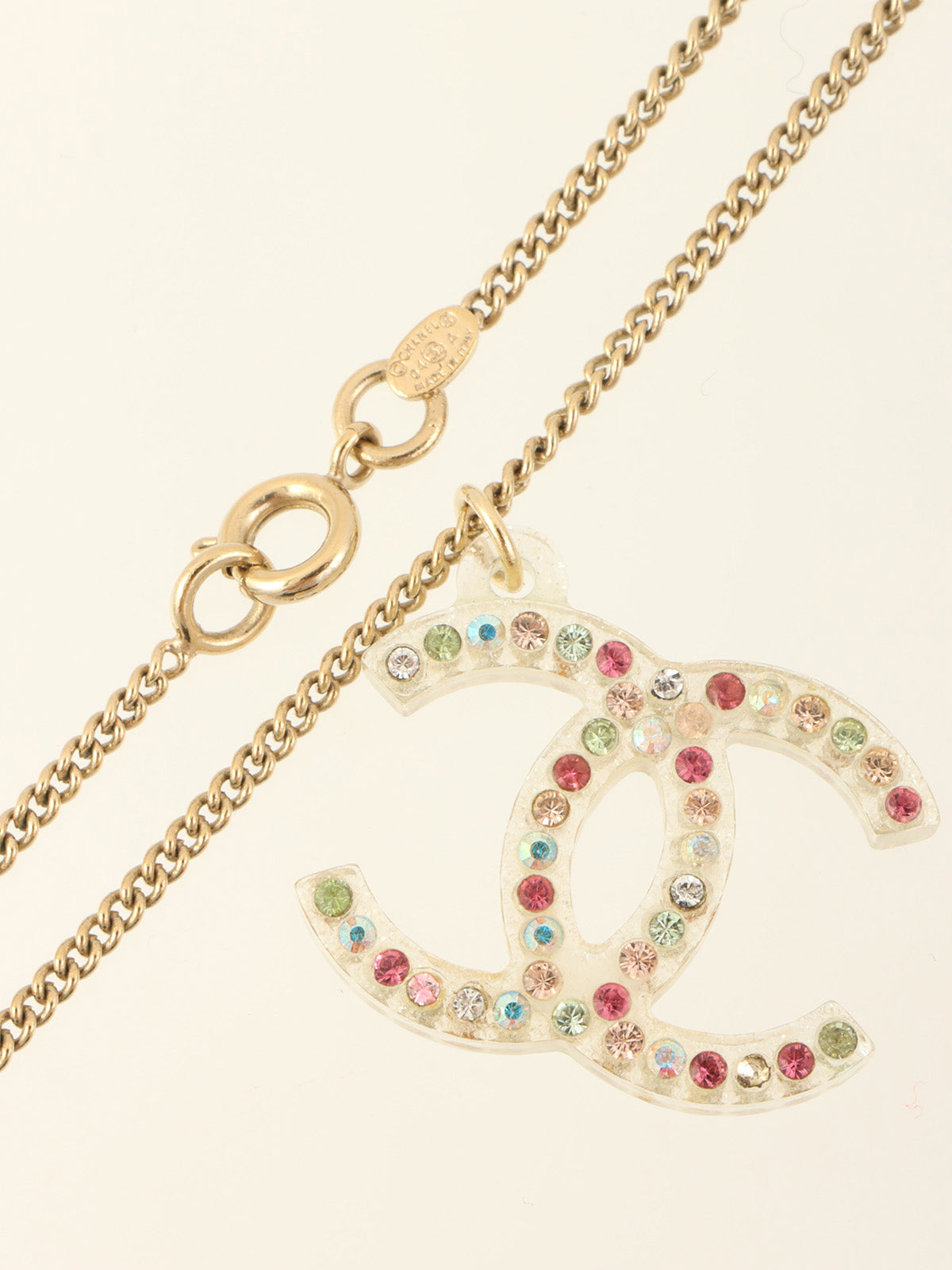 2004年製 ラインストーンCCマーククリアネックレス ゴールド/マルチ