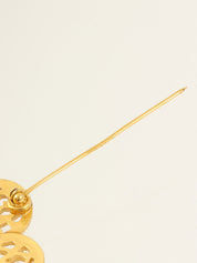 1995 CC mark flower motif brooch gold