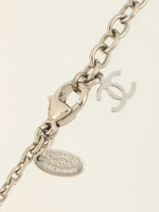 2010年製 ラインストーンリボンモチーフCCマークラウンドネックレス シルバー/ブラック