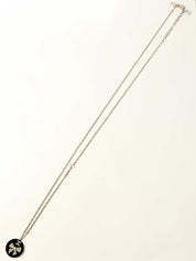 2010 Rhinestone Ribbon Motif CC Mark Round Necklace in Silver/Black