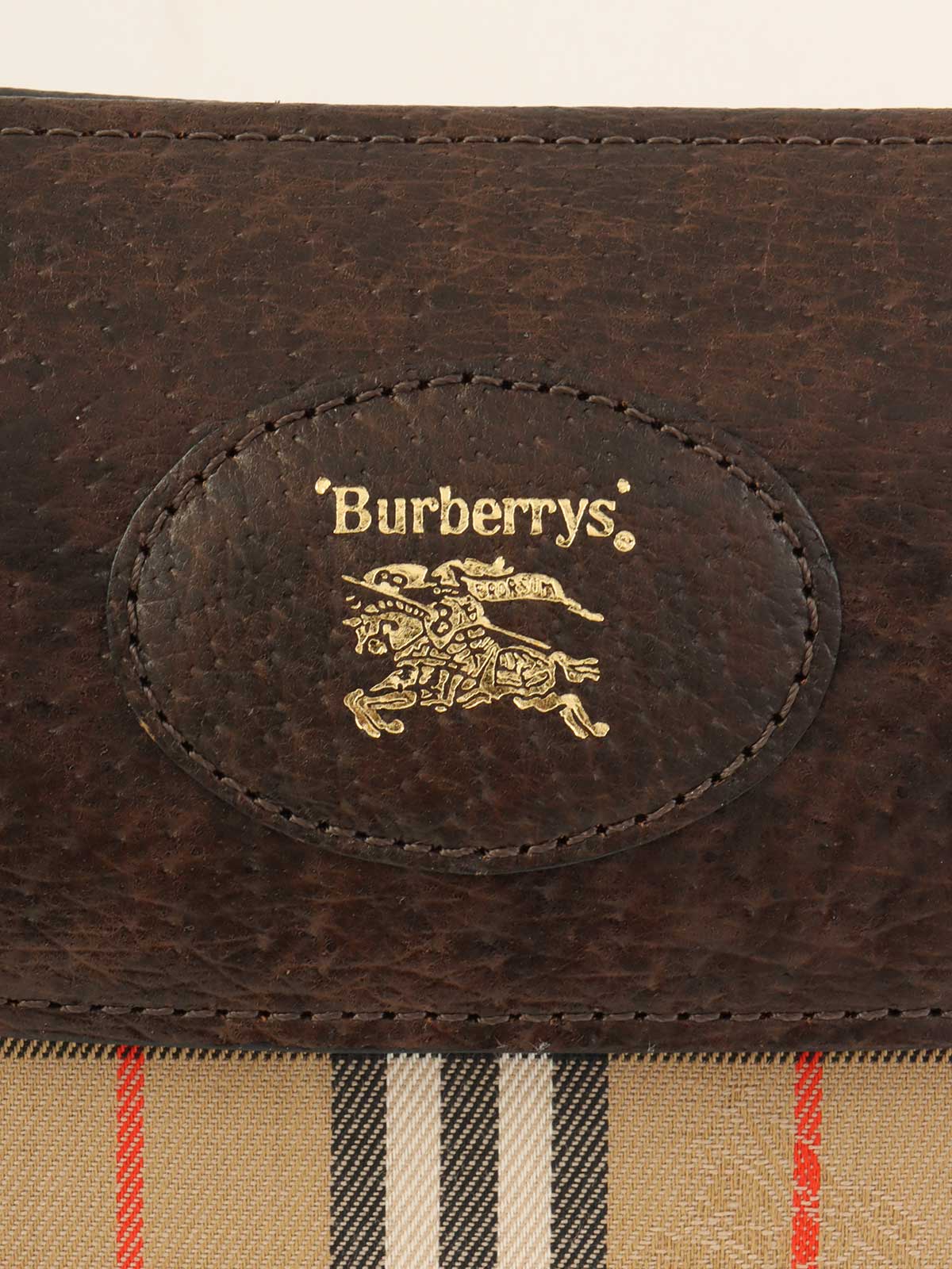 ノバチェックロゴクラッチバッグ　ベージュ/ダークブラウン