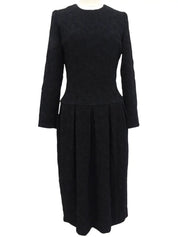 Design Pattern Long Sleeve Dress in Black
