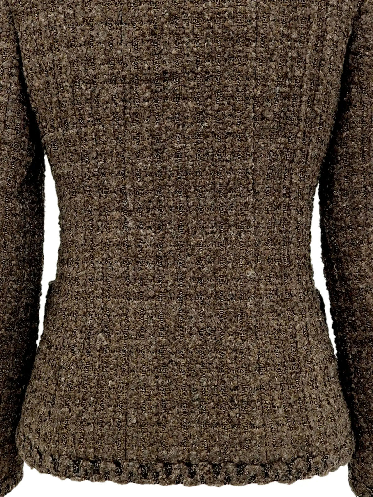 1993 Tweed CC Mark Button Collarless Jacket Brown