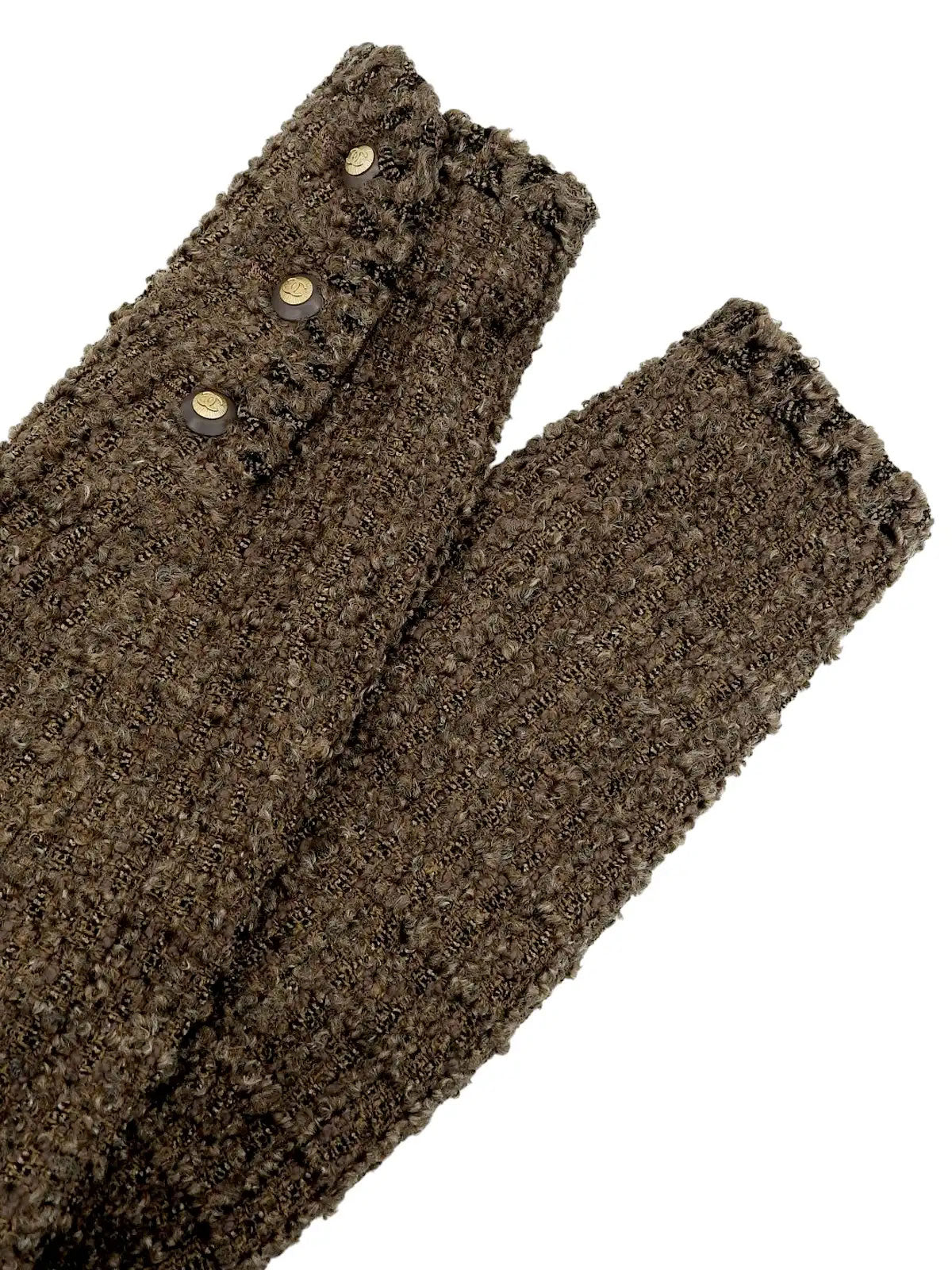 1993 Tweed CC Mark Button Collarless Jacket Brown