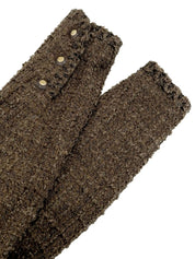 1993 Tweed CC Mark Button Collarless Jacket Brown