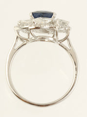 プラチナサファイアダイヤモンドデザインリング シルバー/ブルー