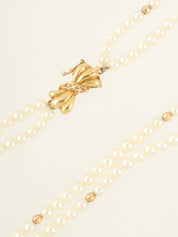 18K Diamond Pearl Ribbon Motif Necklace in White/Gold