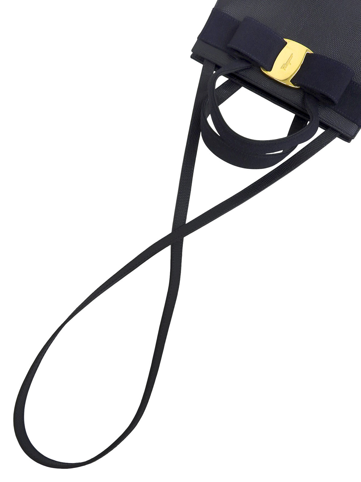 Lizard Embossed Vara Ribbon 2-Way Bag, Navy