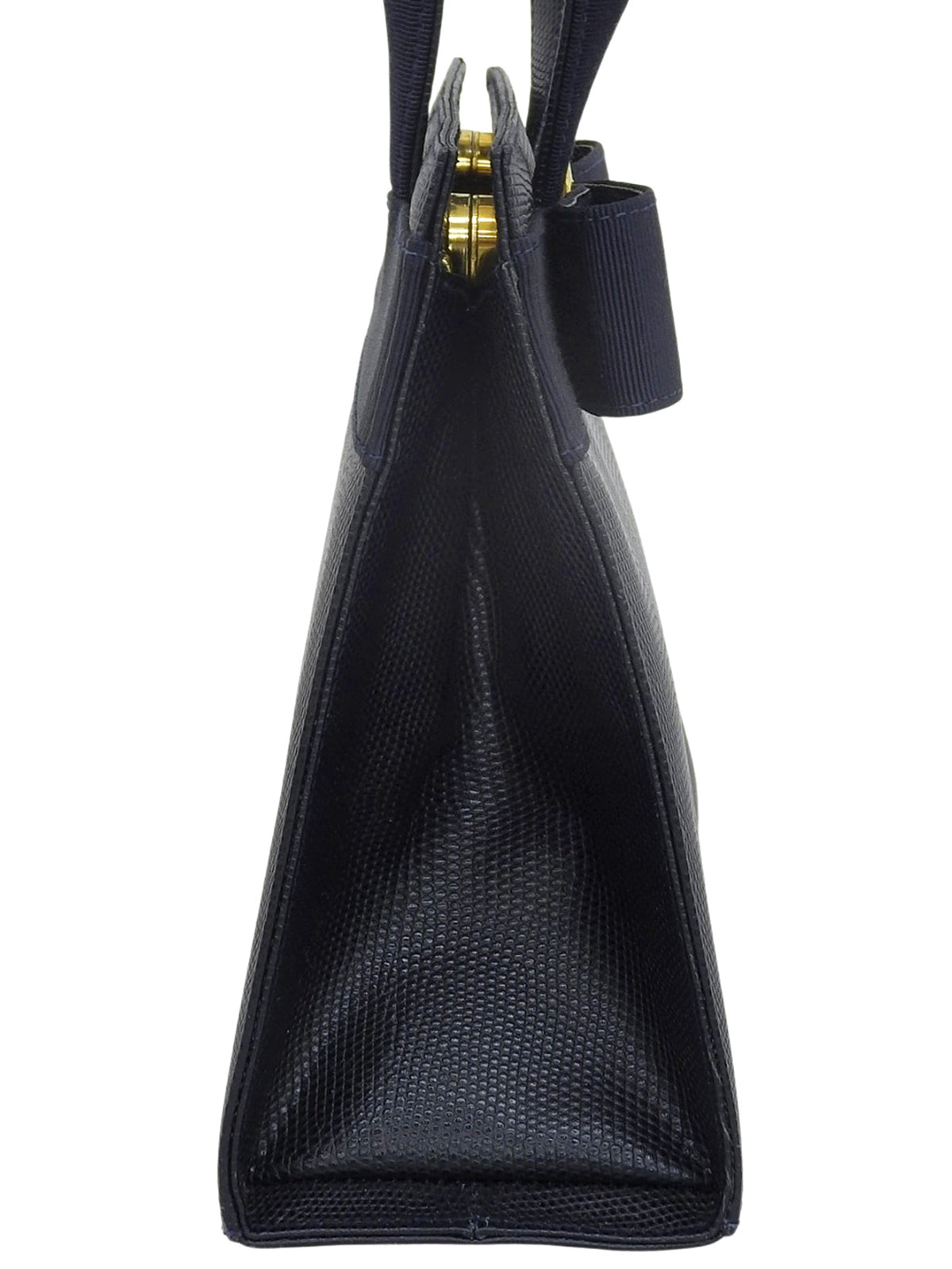 Lizard Embossed Vara Ribbon 2-Way Bag, Navy