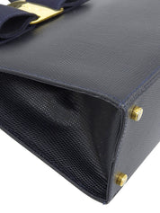 Lizard Embossed Vara Ribbon 2-Way Bag, Navy