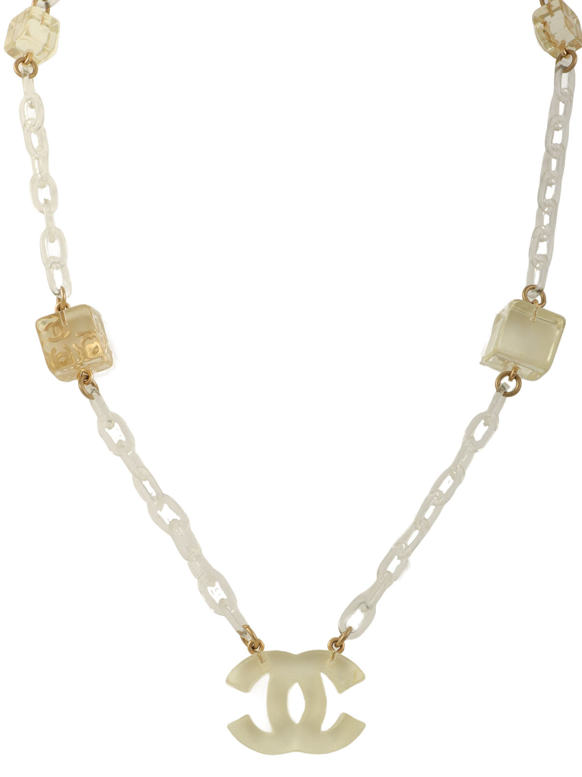 2001年製 キューブCCマークネックレス クリア/ゴールド