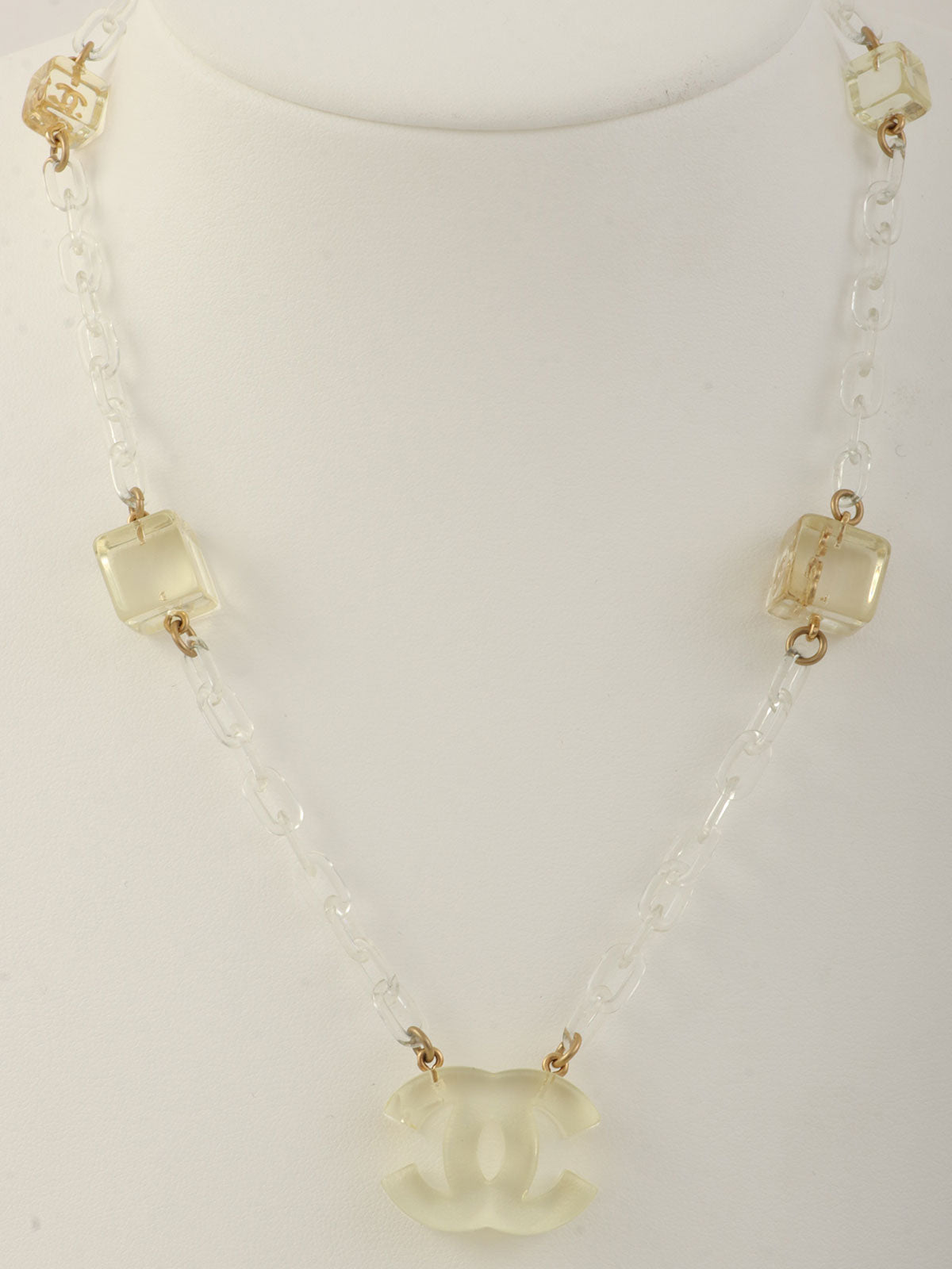 2001年製 キューブCCマークネックレス クリア/ゴールド