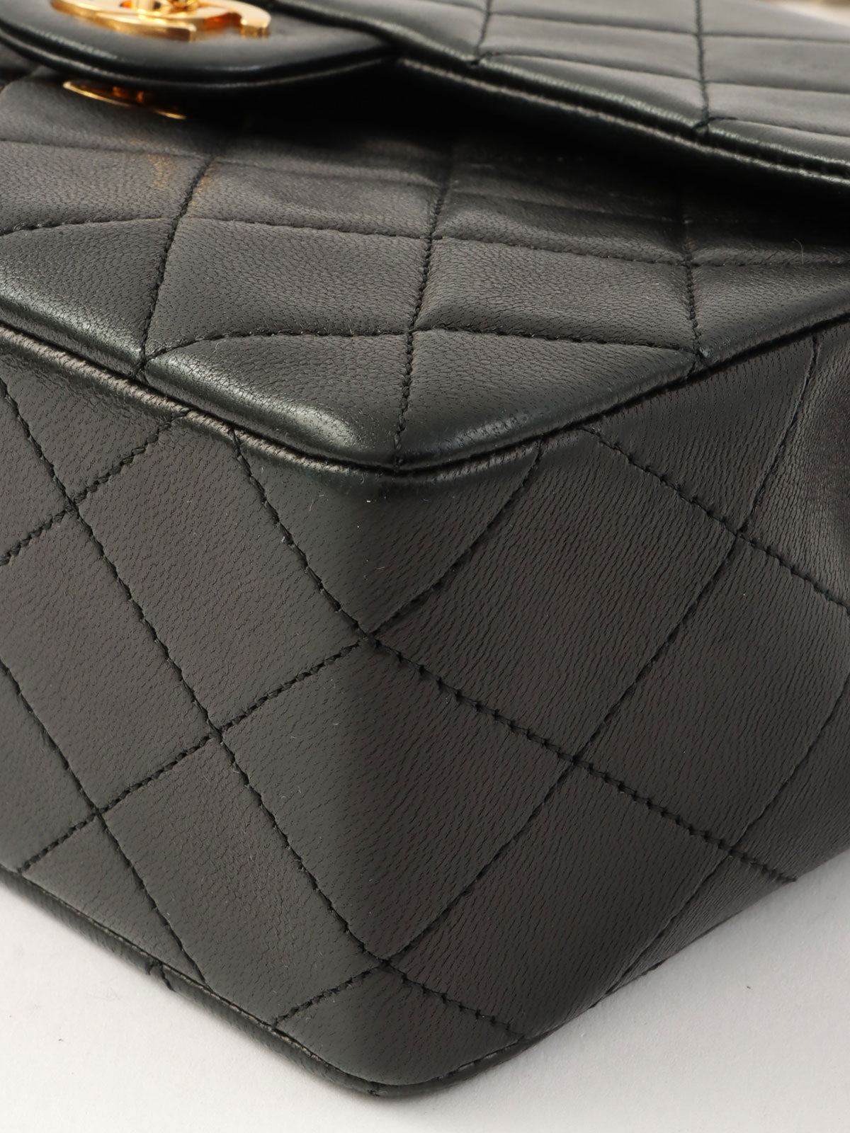 1990's Square Classic Flap Chain Bag, Black