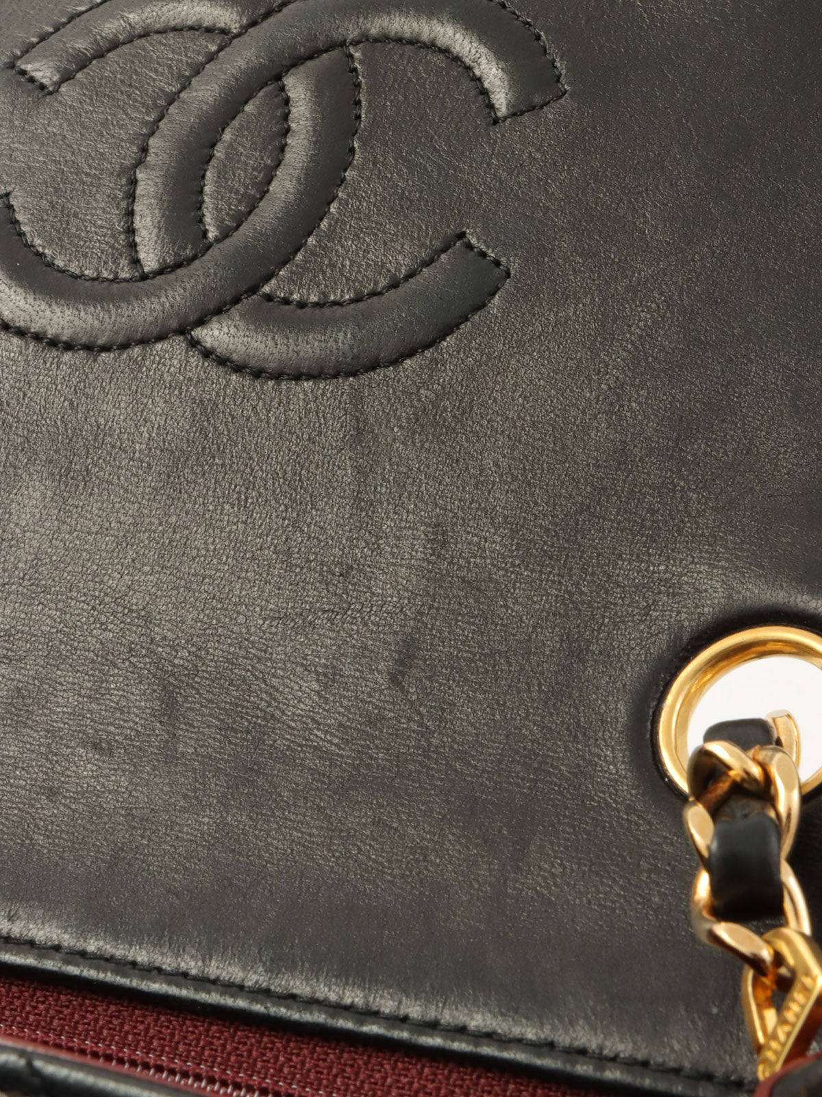 1990's Square Classic Flap Chain Bag, Black