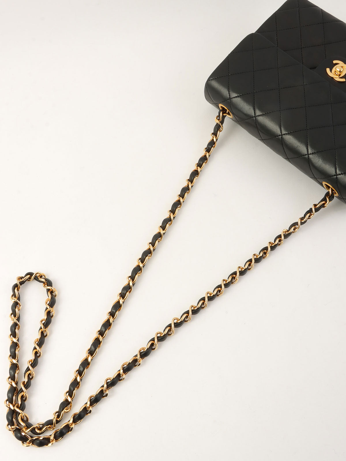 1990's Square Classic Flap Chain Bag, Black